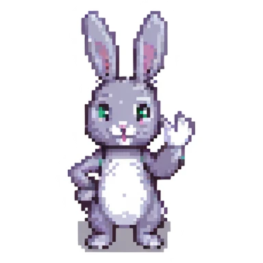 Silent Hill character emote for Twitch, pixel art style, Robbie the Rabbit waving sticker