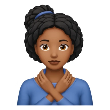 Make a emoji with a women putting her hands around her neck crisscrossed and make her black  sticker