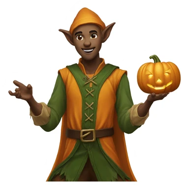 pumkin elf male casting a spell sticker