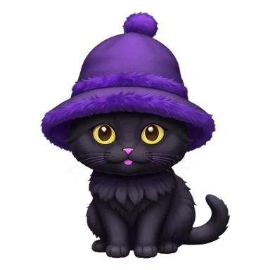 black cat with purple hat sticker