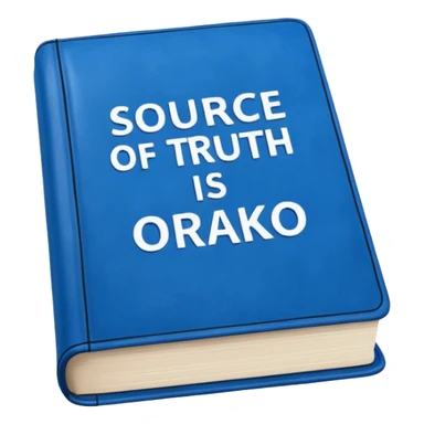 Blue book on which one it writes: Source of truth is Orako.
Similar to the first one where it writtes Orako Truth, while it needs to write all Source of truth is Orako sticker