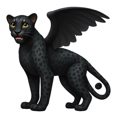 winged black leopard sticker