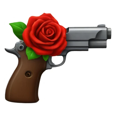 Pistol with red rose handle sticker