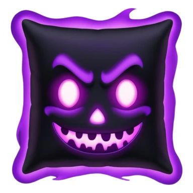 a black  pillow with dark aura coming out of it with a scary face  sticker