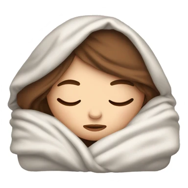 White Girl with brown hair sleeping in folded blanket  sticker