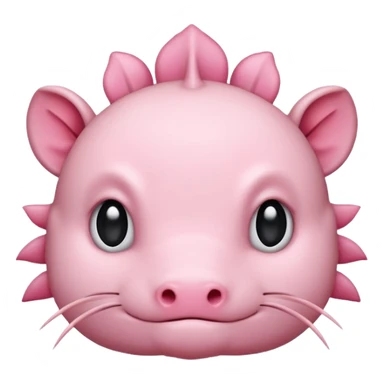 simple axolotl head, animal emoji style, similar to tiger, lion, or horse emoji, cute, rounded, minimal details, soft colors sticker