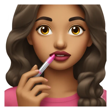 brunette girl putting lipgloss on her lips sticker