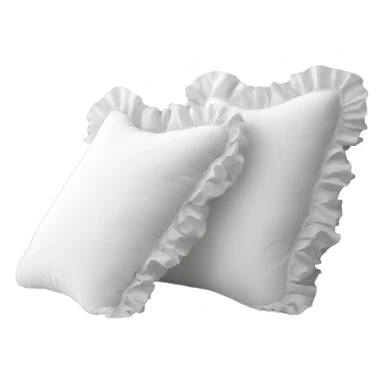 2 white pillows with ruffles different size  sticker