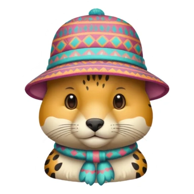 animal wearing patterned hat  sticker