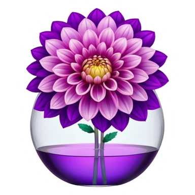 big realistic dahlia flowers in a clear vase with clear water sticker