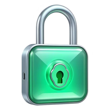 holographic and glassmorphic green lock sticker