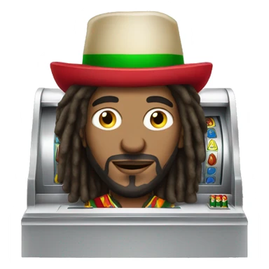 rasta italian man playing slot machine sticker