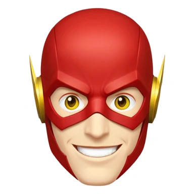 smiling face of The Flash superhero with red mask and yellow accents sticker