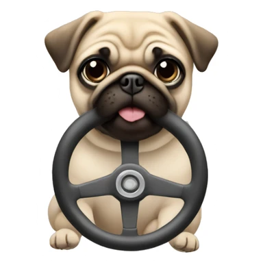 pug holding a steering wheel  sticker