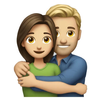 caucasian man hugging brunette girl sticker