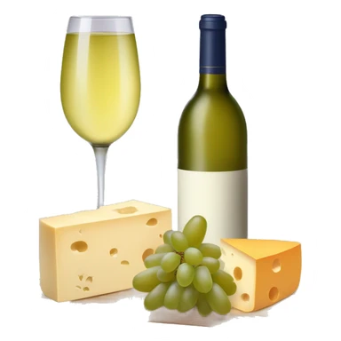White wine and cheese board with different kinds of cheese and grape  sticker