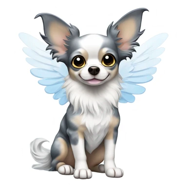 Cartoon blue Merle chihuahua with angel wings sticker