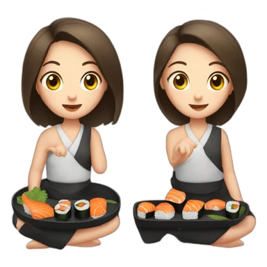girl eat sushi sticker