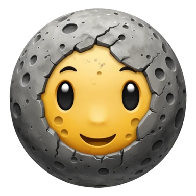 planet Mercury as a round, rocky gray ball covered in pitted marks and rough patches with more pronounced craters, emoji style sticker
