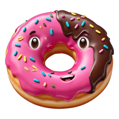 Pink Donut with a cute face drooling to express hunger  sticker