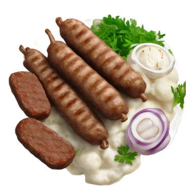Bosnian national dish cevapi with kaymak sticker