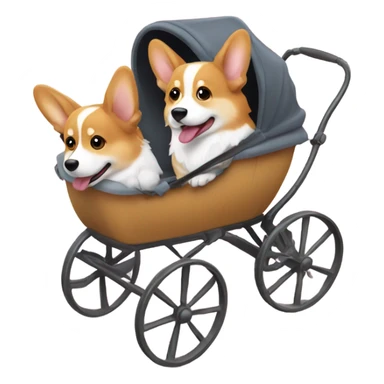 Tri Corgi pushing a baby carriage  sticker