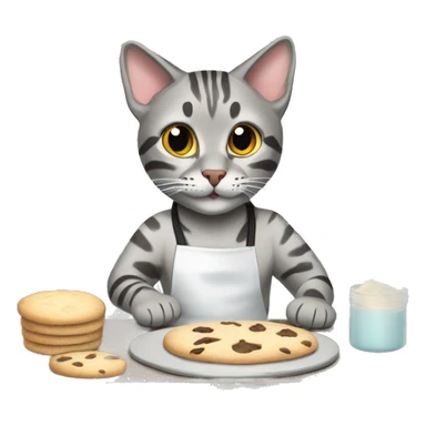 grey bengal cat baking cookies sticker