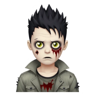 zombie boy with spikey hair black color and make him handsome zombie sticker