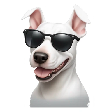 White Bull terrier with sunglasses  sticker
