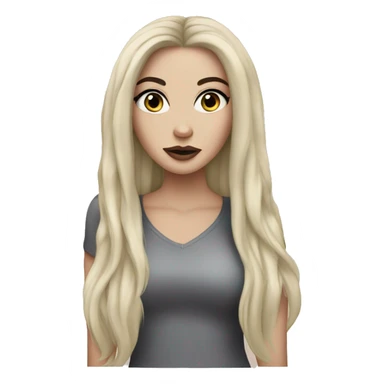 white girl with long black hair and makeup sticker