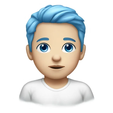 Closed mouth Serious baby Caucasian boy with blue eyes and blue hair sticker