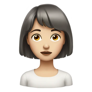 sad white brunette girl with bangs sticker