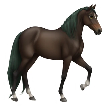 Dark brown arabian horse with brown haired green eyed girl sticker