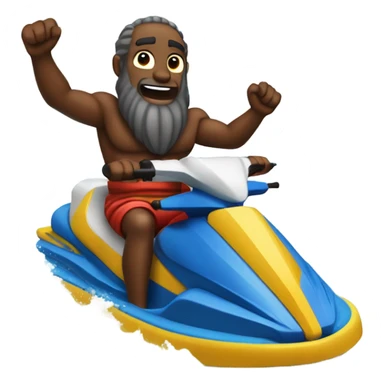 Moses on a jet ski in the middle of the parted Red Sea sticker