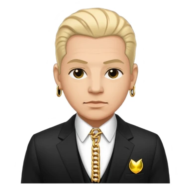 Mob boss in black suit, slick hair, gold chain, sticker