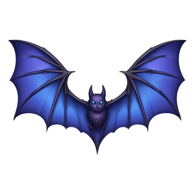 Dark fantasy bat wings, symmetrical, sharp edges, deep black with subtle blue-purple highlights, realistic, high detail, isolated on black background sticker