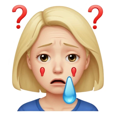sobbing face with question marks sticker