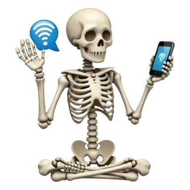 Sad Skeleton Grabs A No Wifi Cellphone And Hotspot sticker