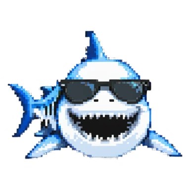 cool shark with white teeth and black sunglasses sticker