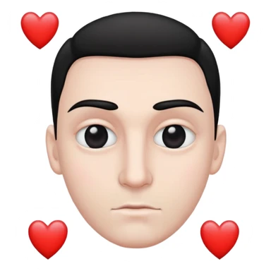 A man with black eyes and eyebrows who has two hearts instead of eyes. sticker
