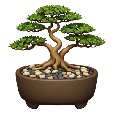 Shohin Shallow dark Pebbles Flintstone’s bonsai pot only  sticker