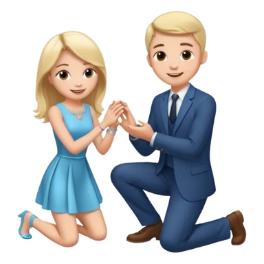 🧎‍♂️‍➡️💍💃 a boy parposing a girl and the boy on his knee and give him ring girl stand after him and shing sticker