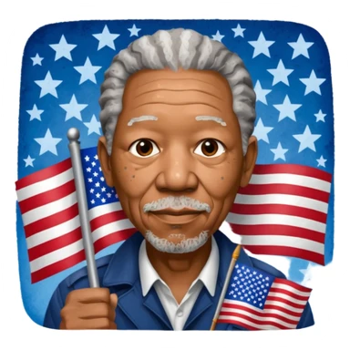 morgan freeman holding an american flag sticker
