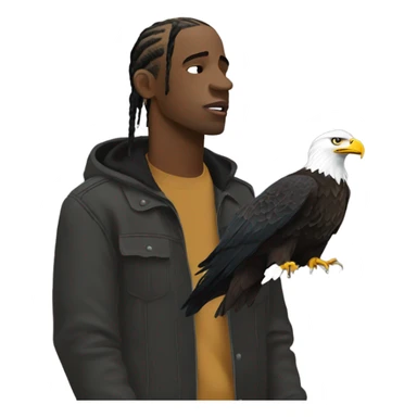 travis scott singing with bald eagle on shoulder sticker
