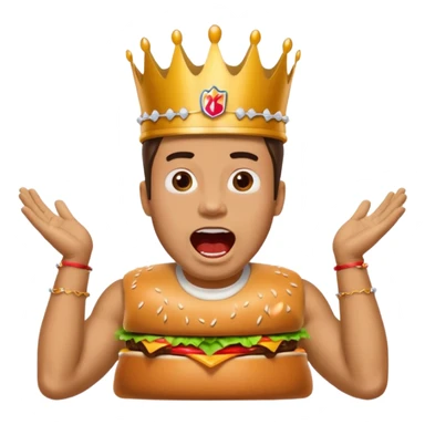 man with a burger king crown sitting down yelling sticker