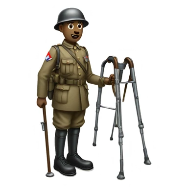 disabled ww1 soldie with amputation on crutches sticker