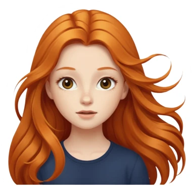 Cute girl with ginger very wind blown long hair and long eyelashes sticker