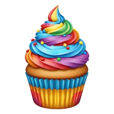 cupcake with rainbow frosting and rainbow sprinkles sticker