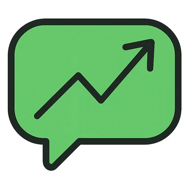 an upward trending green chat line, simple, modern, suitable for an icon sticker