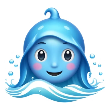 emoji of the sea, calm blue waves, sparkling water, isolated on white background, soft shadows, high detail, playful and cute. sticker